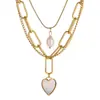 Collar de Moda Corazón de Perla Europeo y Americano Transfronterizo Cadena de Suéter Multicapa de Acero de Titanio de Moda para Mujer con Estilo Único Venta al por Mayor desde el Fabricante