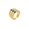 Estilo Ins Europeu e Americano Exagerado Transfronteiriço Anel de Três Malachitas Luz Anelar Luxo Feminino Moda Versátil Anel Banhado a Ouro 18k