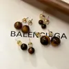 Brincos de Pedra Olho de Tigre Natural Acessíveis de Luxo Retrô para Mulheres, Brincos Versáteis de Nicho de Alta Qualidade, Brincos com Pino de Prata Esterlina 925