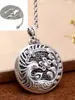 Collar de suéter estilo étnico vintage con colgante de Fénix de plata pura S999 Colgante hueco de plata esterlina Danza del Fénix nueve días joyería de plata