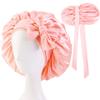 Amazon fornecimento de alta qualidade de colorido dupla camada streamer nightcap atado cabelo boné turbante JDB-301L-2