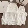 Comércio Exterior Atacado Pijamas Femininos Outono e Inverno Estilo Coreano Estilo Doce Cardigan de Imitação de Rong Manga Longa Conjunto de Roupas Quentes para Casa
