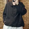 Camisa de Algodão e Linho Versátil Artística de Manga Longa Camada Dupla Estilo Novo Retro 2026 Emagrecedora Gola Alta Solta Camisa Top Tendência