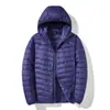 Chaqueta de Plumón Ligera Talla Grande de Invierno Unisex Cuello Alto Cómoda Cálida Plumón de Pato Blanco Color Sólido Ropa Exterior con Capucha