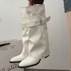 Pantalones desmontables que aumentan la altura para otoño e invierno, nuevo modelo 2026, falda de mujer con botas, botas altas, botas de montar, botas negras de tacón alto