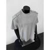 Camiseta de Moda Americana de Calle Principal con Hombreras Metálicas de Manga Corta para Hombre Verano Juventud Guapo Trendy Top