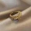 Anel Aberto de Renda Redondo Zircônia Super Brilhante Design Moderno Índice Dedo Anel Joia de Mão Feminina Toque de Luxo Leve