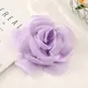Nueva Flor de Malla Flor Artificial DIY Hecho a Mano Tela Rosa Artificial Joyería Pasador Flor de Cabeza Joyería Accesorios