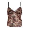 Comercio Exterior Moda Europea y Americana Camisola Leopardo Cuello en V Chicas Calientes Sexy Top Corto de Encaje SU3984