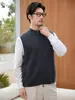 Novo colete de tricô quente de cashmere 100% puro, casual, com zíper e gola alta, moda outono e inverno para homens