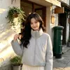 Novedad Otoño/Invierno 2026 Estilo Piel Cuello Alto Corta Chaqueta de Algodón para Mujer Moda Coreana Casual Abrigo Cálido para Personas Petitas