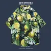 Camisa Floral de Manga Corta de Hawái Estilo Hong Kong Retro vetiver Tendencia Coreana Camisa Atractiva Top de Pareja para Hombres y Mujeres