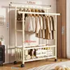 Perchero de pie para dormitorio, uso doméstico, perchero de doble barra engrosada, perchero simple, estante de almacenamiento de ropa