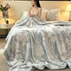 Manta de Inverno Grossa de Veludo Leite Esculpido Manta de Cochilo para Escritório Lençol de Cama Acolchoado Camada Dupla Manta de Lançar para Duas Pessoas Manta de Sofá
