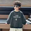 Q093 Moletom Infantil Masculino, nova coleção primavera/outono, blusão infantil com estampa de dinossauro em desenho animado, roupa de outono para meninos, blusa color-block