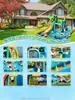 Castillo Hinchable de Fútbol de Dinosaurios para Niños Tobogán de Agua Piscina de Agua Interior y Exterior Trampolín Grande para el Hogar Castillo Travieso