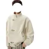 Chaqueta de cuero Harrington de estilo americano de moda con diseño de hebilla de avión, chaqueta casual de cuello alto para hombre de primavera y otoño