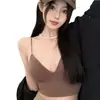 Camisole Picante Menina com Decote em V e Almofadas de Sutiã Embutidas, Top Curto Tubinho para Usar por Cima