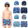 Bañadores Infantiles de Secado Rápido para Niños Pequeños, Medianos y Grandes, Conjunto de Dos Piezas con Gorros de Natación, Bañadores de Dibujos Animados, Venta al por Mayor, Selección Transfronteriza