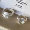 Anéis Doces de Pena Empilhados para Mulheres, Anéis Abertos Geométricos Transparentes de Luxo Leve Exquisitos, Anéis para Dedo Indicador com Design de Nicho, Modernos