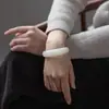 Nuevo Pulsera de Vidrio Estilo Chino con Transparencia Similar al Jade, Diseño Redondo Grueso, Estilo Antiguo de Nicho, Versátil y Elegante para Mejores Amigas