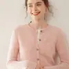 Cárdigan de cachemira con cuello redondo para mujer, suéter fino de punto trenzado liso, corte holgado