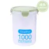 Tarro sellado de plástico transparente de grado alimenticio para almacenamiento de granos de cocina, aperitivos y té seco.