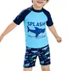 Nuevo traje de baño popular para niños, conjunto de traje de baño de manga corta para niños, traje de baño casual de comercio exterior para playa en Amazon