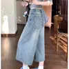 Jeans Cropped Novo Estilo Retrô Americano de Verão para Mulheres, Caimento Solto, Calças de Comprimento Médio Emagrecedoras para Figuras Baixas, Shorts de Perna Larga