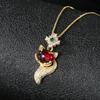 Novo estilo cheio de diamante Fox pingente colar moda personalizado viajante versátil luz de luxo micro embutido zircônio clavícula colar de corrente para as mulheres