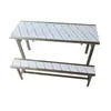 Mesa de Comedor Rectangular de Acero Inoxidable 2024 para 4/6/8 Personas, Reforzada y Engrosada, Juego de Mesa y Sillas para Comedor/Engrosado y Duradero