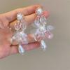Brincos Chunshan-Celebridade da Internet com Franja de Pérolas Florais Transparentes para Mulheres Estilo Francês Retrô Fada Elegantes