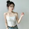 Camisola de seda helada para mujer, prenda exterior de verano con copas de sujetador incorporadas, hermoso diseño de espalda, capa interior integrada, top de yoga estilo americano