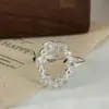 Anel de Personalidade Coração Doce para Mulheres, Geométrico Vazado Oval Irregular Versátil Empilhável Aberto Anel para Dedo Indicador Moderno