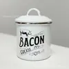 Jarra de Esmalte para Manteca Transfronteriza con Tapa, Tarro Antiguo para Almacenar Manteca, Recipiente para Almacenar Manteca, Tarro de Esmalte para Almacenar Manteca, Condimento