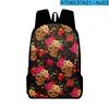 2022 Nova Mochila Escolar Estudantil de Campus de Tecido Oxford com Estampa Digital 3D de Caveira de Flor para Homens e Mulheres