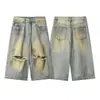 Shorts Jeans Rasgados Tie-Dye Degradê Personalidade Feminino 2026 Novo Verão Soltos Vintage Lavados Versáteis Curtos