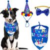 Novo Conjunto de Lenço Saliva Pet Bolinhas Transfronteiriço com Chapéu de Aniversário Cor de Doce Cachecol para Gato e Cachorro