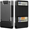 Amazon Rfid Anti-Roubo Caixa de Cartões de Metal Escovado Porta-Cartões Ultra Fino Deslizante Porta-Cartões Dobrável Carteira de Couro para Negócios