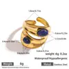 Anillo Maltés Estilo Europeo y Americano Exagerado Piedra Natural Turquesa Acero Inoxidable con Diseño Abierto, Anillo Personalizado, Joyería de Mano Transfronteriza