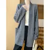 Cárdigan de Punto para Mujer Otoño/Invierno 2026 con Bolsillos, de Longitud Media, Holgado, Abrigo Suéter de Estilo Casual, Moderno