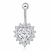 Piercing para Ombligo Doble Amor Transfronterizo al por Mayor Amazon Europeo y Americano Nuevo Simple Zircón Corazón de Durazno Piercing Joyería para Uña de Ombligo