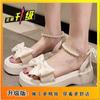 Sandalias de Vacaciones de Princesa Estilo Coreano para Mujer Verano 2025 Nuevo Lazo Suela Gruesa Estilo Hada con Falda Zapatos Romanos