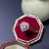 Anillo de Ópalo Natural en Forma de Corazón con Piedra Principal de Cristal Transparente de 4*4 mm, Plata S925 Finamente Elaborado con Ópalo Natural