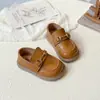 Zapatos de Cuero para Niños Estilo Británico 2025 Otoño Nuevos Estilo Coreano Niña Versátil Hebilla Cuadrada Planos Zapatos de Vestir para Niños