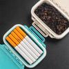 Caixa de cigarro de palha de trigo de tamanho pequeno com anel de vedação à prova d'água, pacote com 14 caixas de cigarro portáteis seladas para homens, caixa de tabaco à prova de umidade
