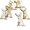 Conejo de Madera con Dos Orejas de Pascua Rodaja de Madera Decoración con Puntos, Decoración para el Hogar de Conejo Manualidades de Madera de Conejo DIY