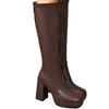 2025 Novas Botas Elásticas Slim de Solado Grosso e Salto Grosso Europeias e Americanas Transfronteiriças Botas de Salto Alto Moda Transfronteiriça de Comércio Exterior Botas Femininas