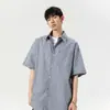 Camisa Social Casual de Verão Nasa com Padronagem Xadrez de Manga Curta, Caimento Ajustado, Confortável e Amiga da Pele, Camisa Jaqueta Masculina Solta de Algodão Puro