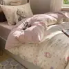 Temporada de Regreso a ClasesSet de cuatro piezas de algodón 100% con diseño de Ins, lindo set de tres piezas para dormitorio estudiantil para literas 4